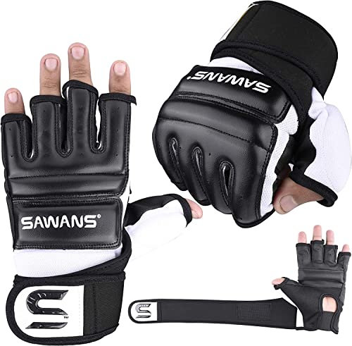 SAWANS Boxsack-Boxhandschuhe, Karate-Handschuhe, MMA, Body Combat, Taekwondo-Training, Kampfsport, Kämpfen, Grappling, Muay Thai, Schwarz, Größe S