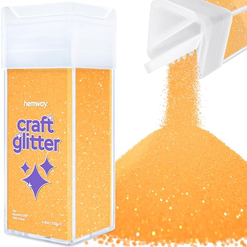 Hemway Craft Glitter Shaker Fluorescent Orange 130g Microfine | for Resin & Epoxy Crafts, Christmas Art Supplies, Nail, Body, Face, Eye, Festival, Crafting, Slime, Sparkle