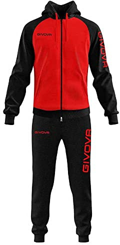 GIVOVA TUTA SUPER KING FELPA ROSSO/NERO Tg. XL