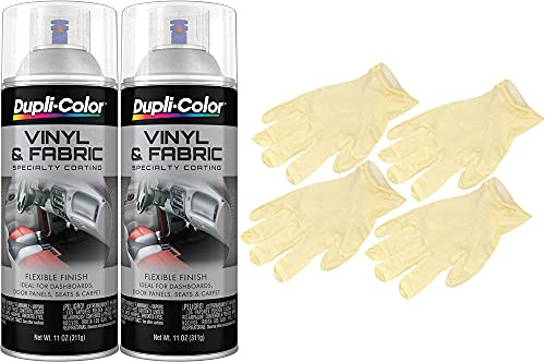 Sherwin-Williams Company Duplicolor Clear Vinyl and Fabric Spray (11 oz) Bundle with Latex Gloves (6 Items)