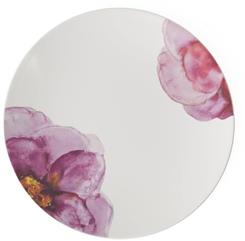 Villeroy & Boch - Rose Garden Coupe Gourmet Plate, 32 x 32 x 2.5 cm, Premium Porcelain, White/Pink