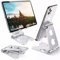 Soporte movil Aluminio Plegable sobremesa, para Tablet, Uso en Mesa, Atril para Movil, iPad, Ebook. En Metalica, Aluminio, Compatible hasta 12.9 Pulgadas