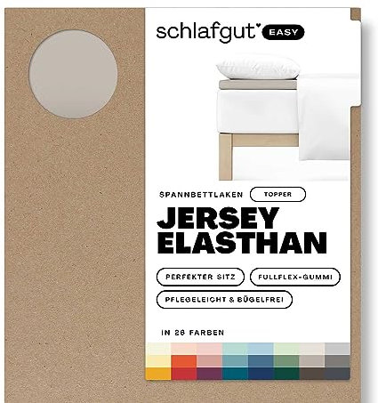 Schlafgut Easy Jersey Elasthan Topper Spannbettlaken 180x200 bis 200x220 Sand Mid, Spannbetttuch aus superweicher Baumwolle mit Elasthan
