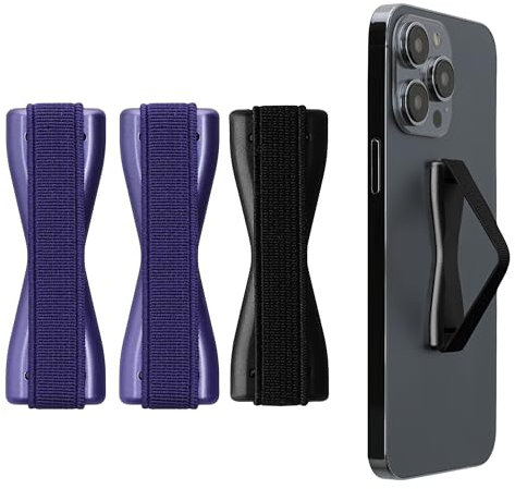 kwmobile Smartphone Fingerhalter 3 Set - Handy Halter Griff Halterung Einhandbedienung - 3X Handyhalter in Metallic Blauviolett Metallic Blauviolett Schwarz