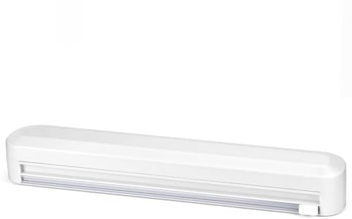 QWORK® Magnetic Cling Film Dispenser and Cutter, Foil Dispenser with Wall-Mount, Premium ABS, White