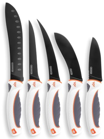 OUTDOOR EDGE ErgoMax 6-Piece Professional Game Processing Knife Set - Caping & Boning Knives, Skinning Knife, Butcher, Elite Big Game, Elk & Deer Hunting Gear, Perfect Field Dressing Knife Set