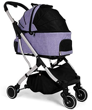 Hundebuggy Hundebuggys für mittelgroße und kleine Hunde Verbesserte 4-Rad-Haustierbuggys Katzenbuggys mit abnehmbarer Tragetasche Atmungsaktiver Autositz Netz mit großer Kapazität