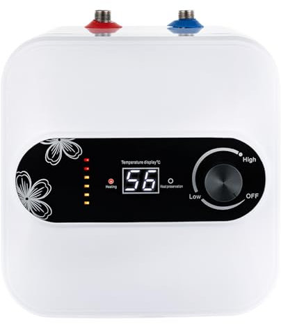 1 500 W varmvattenberedare, elektrisk varmvattenberedare, justerbar temperatur med LED-indikator, hög temperatur, högt tryck, torrbrandskydd, vägg, varmvattenberedare, vit