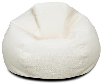 Extra Large Snuggly Boucle Pre Filled Adult Bean Bag Chair - 102(W)x102(D)x92(H) Lightweight Comfortable Lounger Chair for All Ages - Breathable Fabric Recliner Beanbag Seat for Living Room (Oatmeal)