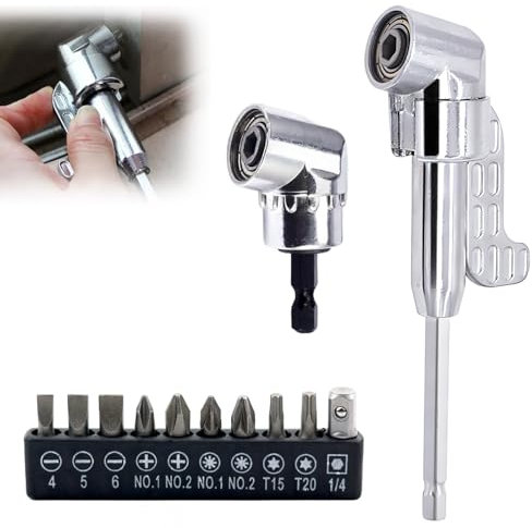 SI SEN Renvoi D'angle Visseuse, Jeu de 12 Embout Visseuse, Rallonge Visseuse, Angle de 105° Rallonge Embout Visseuse Flexible, Renvoi D'angle Perceuse, pour Ouvriers du Bâtiment et Garage