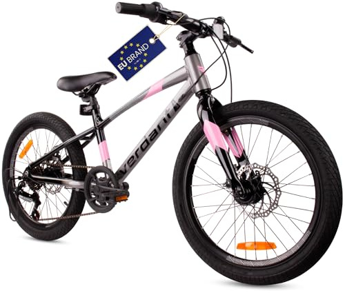 Verdant Alu Bike Velo Vélo pour Enfant pour garçon 20 Pouces Taille des Roues au Choix 6 Vitesses Shimano léger Vélo Enfant de 6 à 10 Ans Hauteur réglable (Rose Graphite)