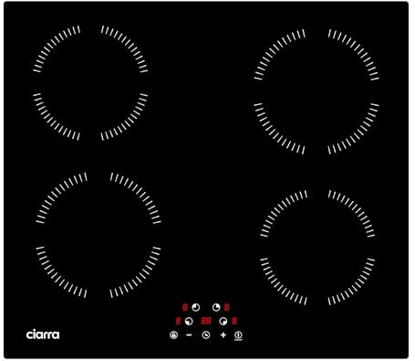 CIARRA Placa Induccion 4 Fuegos, 60CM Vitroceramica Induccion, Control Táctil, 9 Niveles,Temporizador, AWBBIH4-A