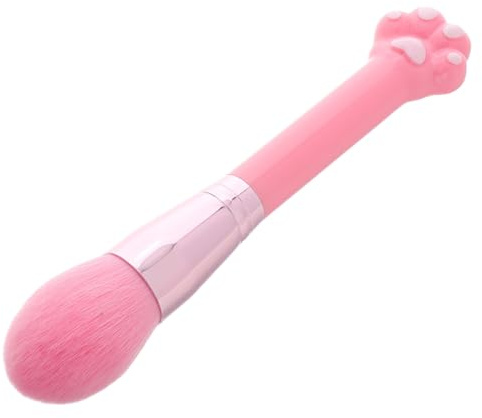 Mikinona Makeup Brush Stylish Cosmetic Tool with Soft Nylon Bristles Pink Cat Paw-shaped Large Fluffy Blush Brush Resistant to Shedding for Face Makeup and Travel for Women and Girls