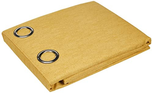 Fusion W46 x L54 Eyelet Curtains-100 Bedroom/Living Room-Door Curtain-Thermal Drapes/Window Treatment-Sorbonne Collection, Cotton, Ochre/Mustard Yellow, 46 Width x 54 Drop (117 x 137cm)