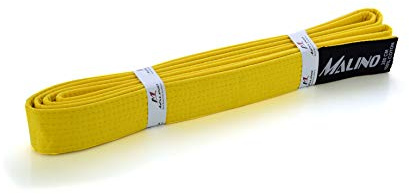 Malino Karate-bälte, karate, enkelt kampsport, bälte, judobälte, 100 % bomull, 4,2 cm storlekar (gul, 230 cm)