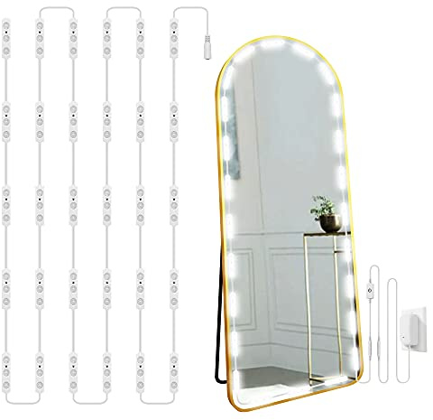 LPHUMEX Hollywood Glam Led Vanity Lights Kit, 14ft Dimmable Mirror Lights, Full Body & Bathroom Lighting, Plug in Floor Light with Power Supply (Mirror not Inlcuded)
