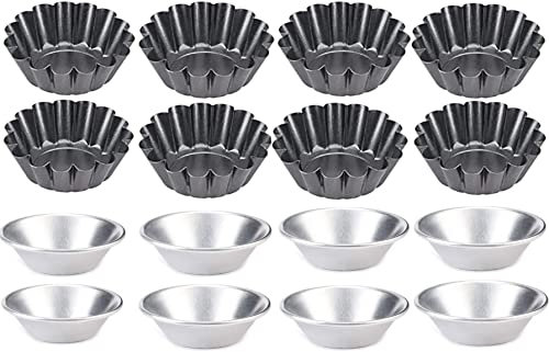 AMZMUKAUP 16 Stück Ei Torte Form, Cupcake Muffin Form Mini Tarteform Eierkuchenform Torteletts Törtchenformen DIY Antihafte Mini Backform für Pudding, Kuchen, Cupcake, Muffin