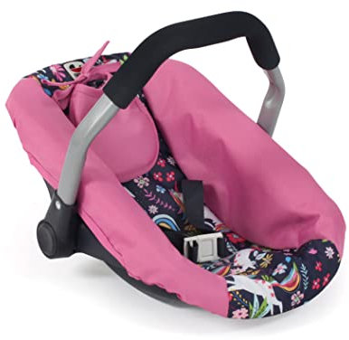 Bayer Chic 2000 - Puppen-Autositz für Baby-Puppen, Puppentrage, Puppenzubehör, Einhorn, Navy-pink, 708-43