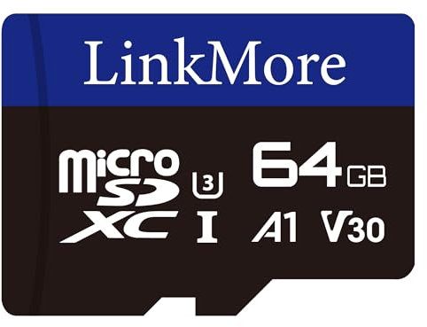 LinkMore Scheda Micro SDXC, A1, UHS-I, U3, V30, compatibile con classe 10, adattatore SD incluso (64GB, A1 V30)