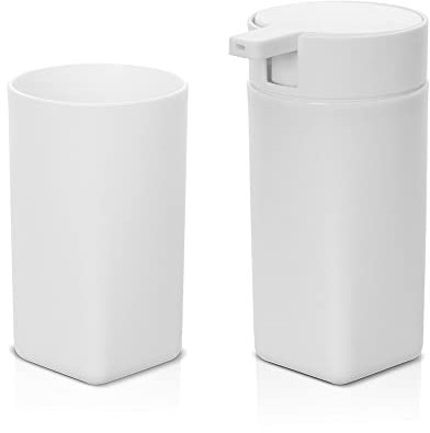 Inbagno Set Accessori Bagno 2 Pezzi Colore Bianco, Dispenser e portaspazzolini, in plastica, Linea Tender