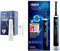 Oral-B AquaCare 6 Kabellose Munddusche, 3 Ersatzdüsen, weiß/grau & Genius X Elektrische Zahnbürste/Electric Toothbrush, 6 Putzmodi für Zahnpflege, künstliche Intelligenz & Bluetooth-App, schwarz