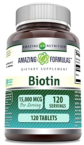 Amazing Formulas Biotin Supplement | 15000 Mcg Per Serving | 120 Tablets | Non-GMO | Gluten Free | Made in USA