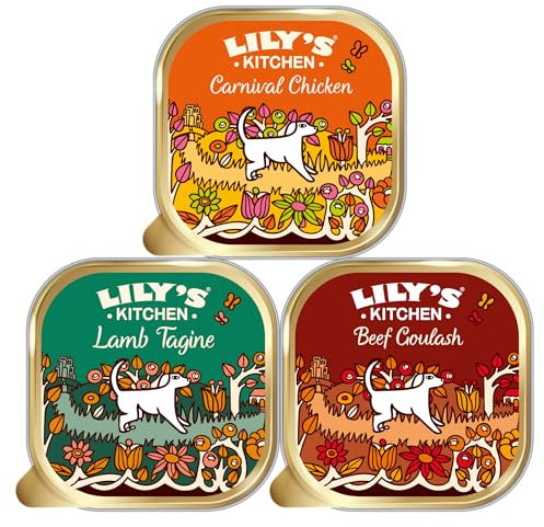Lily's Kitchen Dog Food Wet Trays - 36 x 150g Trays - 12 x Carnival Chicken, 12 x Beef Goulash, 12 x Lamb Tagine