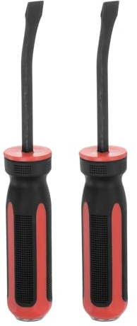 HARFINGTON 2pcs Angled Tip Pry Bar 8 Inch CR-V Curved Screwdriver Pry Bars with Strike Cap Non-Slip Handle for Lifting and Prying