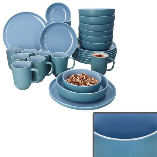 Ritzenhoff & Breker Jasper Service de table combiné 32 pièces pour 8 personnes I Service de table en faïence avec 8 tasses à café de 170 ml, bols de 360 ml, assiettes creuses et assiettes plates I