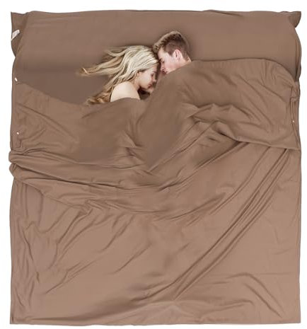 JAICOM Hüttenschlafsack, 2in1 Hüttenschlafsack aus Mikrofaser, Ultraleichter Seideschlafsack für Reise - Mit Kissen Fach Doppel Schlafsack, Ideal für Rucksackreise, Hotels ud Hütte, 180 * 220 cm