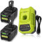 Batterie pour Ryobi 18V 5.5Ah Catastro 2 pièces Lithium-ION Remplacement Compatible pour Ryobi Batterie P108 P107 P122 P104 P105 P102 RB18L50 RB18L40 RB18L25 RB18L15 RB18L13 avec LED indicateur
