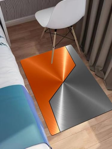 OHAGS nicht rutsches Badezimmermatten maschinenwaschbar, Ultra-weich und Wasser saugfähiger Badenteppich für Badezimmer,Orange und Grau, Stahlstruktur,40x60 cm