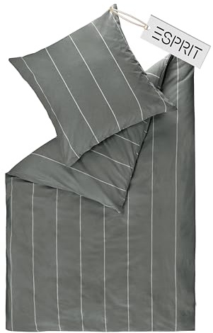 Esprit Home Ropa de cama premium de 200 x 200 cm, algodón antracita, 3 piezas, juego de ropa de cama de 3 piezas compuesto por 1 funda nórdica de 200 x 200 cm, incluye 2 fundas de almohada de 80 x 80