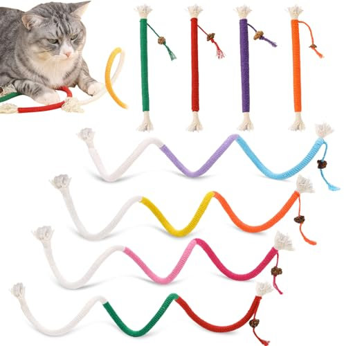 8 Stück Katzenspielzeug, Katzenspielzeug Selbstbeschäftigung, Interaktives Katzenspielzeug, Katzenminze Spielzeug, Kauspielzeug Katzenbeißseil Cat Toys für Katzen Zahnpflege Gegen Mundgeruch