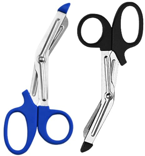 Ziyero Forbici Infermiere, Forbice Infermiere Forbici Mediche Forbici Infermiera Cesoie Traumi da 6.5'' in Acciaio Inossidabile per Fasciatura Garza Bende,Riparazione,Emergenza -Nero Blu