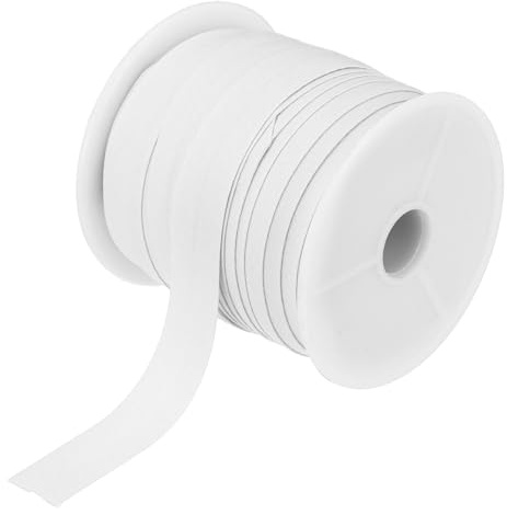 Kvartsman 1/2 tum snedband, enkelfals, avskjutningsband, bomullsband, tygband, bomull, sömnad, tillbehör, kantband för sömnad, fållning, quiltning, infattning av hantverk, gör-det-själv (vit, 25 m)