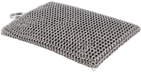 VOANZO Limpiador de Hierro Fundido, Estropajo de Malla Fina de Acero Inoxidable 316, Esponja para Fregar, sartén, fregador de Platos para ollas de Hierro Fundido y Platos de Barbacoa.