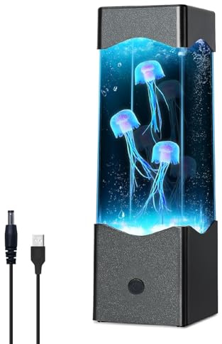 Lampe à lave en forme de méduse LED à changement de couleur pour aquarium, alimentation 3AA ou USB, lumière d'ambiance nocturne, lumière d'ambiance, lumière de gelée, lumière de poisson, cadeau