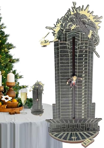Julkalender i trä – 24-dagars adventskalender trä glidande släde dekoration, rolig centrumdekoration för vardagsrum och sovrum