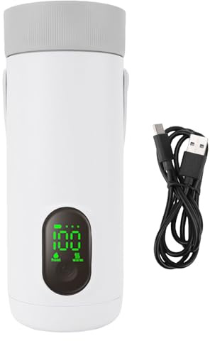 SIXRUN Caldatura in Acqua Calda Portatile, Mini Bollitore Elettrico a Cordone Ricaricabile 350 Ml per Auto, 4 in 1 di Riscaldamento Dell'isolamento Riscaldante con Controllo della