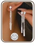 FIOROYAL Orecchini Donna Argento 925 Orecchini Pendenti Anallergici Oro Placcato 14K CZ Perno Orecchino con Catena Pendente Dichiarazione Orecchino Minimalista per Orecchie Sensibili S1