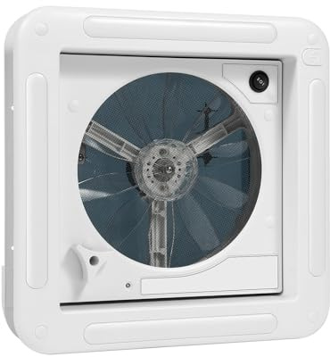 Taozhiyy RV Dachluke 28 x 28 cm claraboya con iluminación LED y ventilador extractor silencioso, protección IP68 para caravanas y caravanas