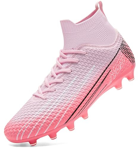 DimaiGlobal Botas de Fútbol Hombre Mujer con Tacos para Césped Natural/Artificial e Interior/Exterior High Top Zapatillas de Futsal Antideslizantes para Entrenamiento Junior