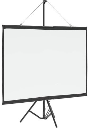 GeenYuu Schermo di proiezione con treppiede, 60 pollici, 4:3, in poliestere bianco opaco, portatile, pieghevole, autoportante, per home theater, ufficio, presentazione, giardino, esterno