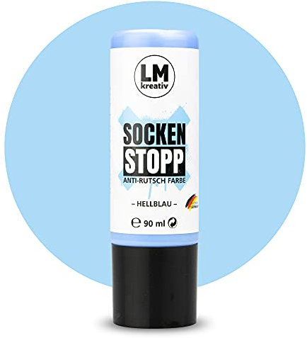 LM-Kreativ Socken Stopp 90 ml - Hellblau - Flüssige Anti-Rutsch-Farbe für Socken und Textilien, vielseitig einsetzbar auf Wolle, Filz und Teppichen | Sock Stopper Flüssig für sicheren Halt