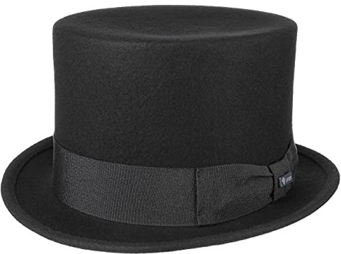 Lipodo Zylinder Filzhut schwarz Damen und Herren - Wollfilzhut Made in Italy - Hochzeitshut mit Ripsband - Hut Sommer/Winter - Zylinderhut aus Filz schwarz L (58-59 cm)