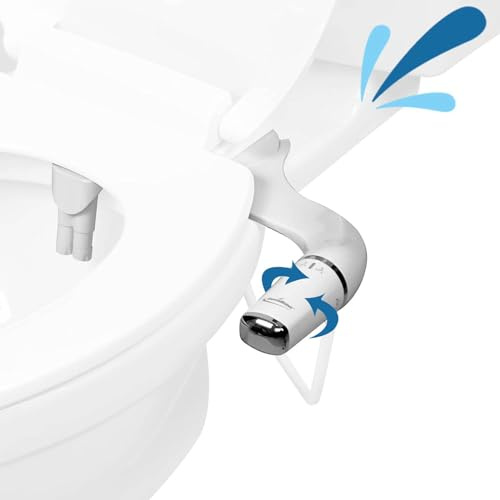 GenieBidet Bidet Attachment for Toilet - Ultra-Slim Left Handed Hygienic Bidet Attachment For Existing Toilets - Bidet Toilet Seat Attachment with Pressure Controls - Travel Bidet Included