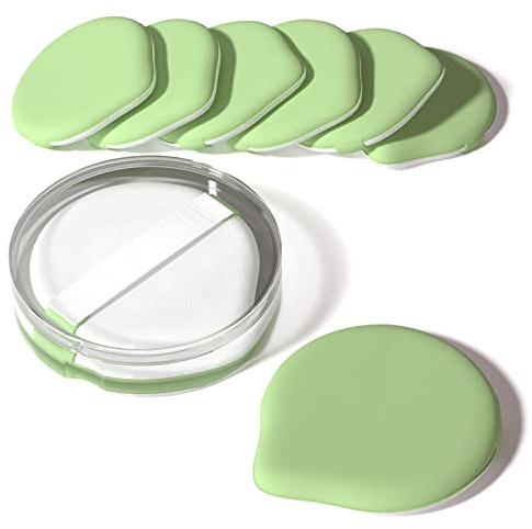 MOHOPE 8Pcs Air Cushion Makeup Puffs for Foundation with Portable Box, No Latex Blending Sponge for Liquid, Cream, Foundation and Powder, Teardrop Powder Puff, Grass