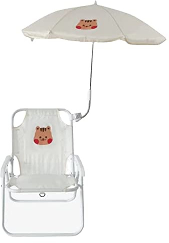 Silla Plegable de Playa para Niños con Soporte de Metal, Diseño de Ardilla, Material PP, Portátil, Incluye Paraguas
