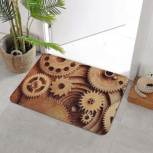 Badteppich rutschfeste,Industrial Inside The Clocks Theme Gears Mechanisches Gerätebild im Steampunk-Stil Print ,Wasserabsorbierend Badematte maschinenwaschbar Badvorleger für Dusche,Badewanne,40x60cm
